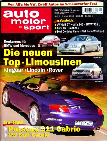 Deckblatt Auto Motor und Sport (08/1998)